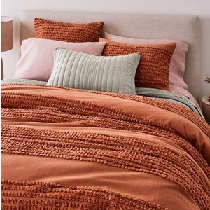 West Elm Candlewick Queen Duvet Cover in Terra Cotta - NIB